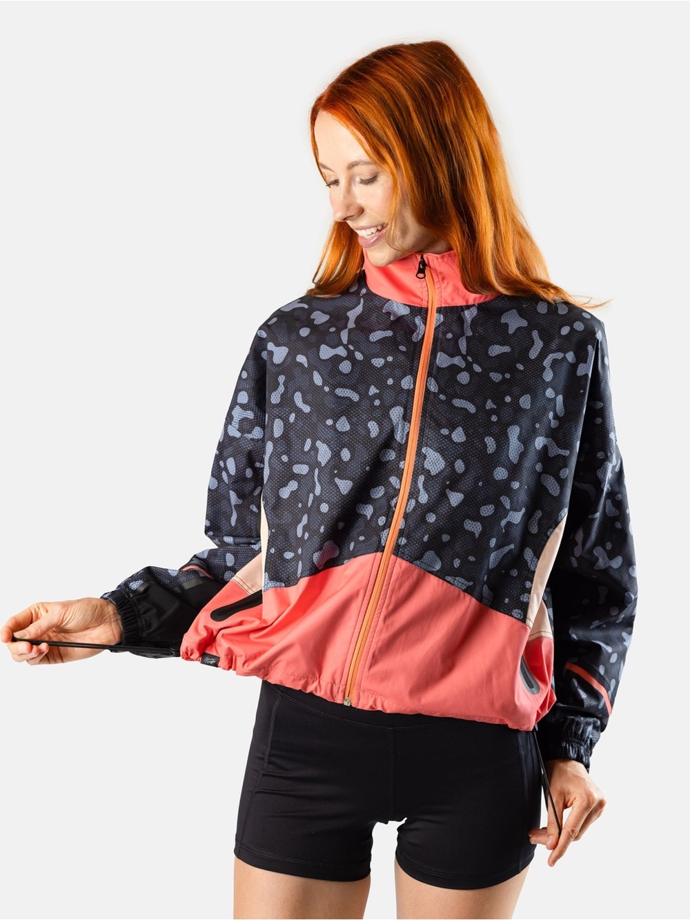 Sunday Swagger Yukon Windbreaker Jacket Small Coral Camo Full Zip Golf Active